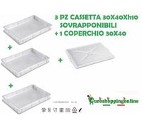 Tris Cassetta Portaimpasto Service 30x40xh10 cm, Sovrapponibili con 1 Coperchio