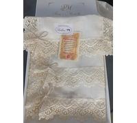 Tris Centri Pizzi e Merletti 100% Puro Lino Con Rifinitura Con Tulle Scatolato