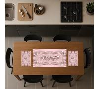 Tris Centri Tavola Fiocco Rosa in Microfibra - Set 3 Pezzi (1x 80x40 + 2x 30x40 cm) - Eleganti Runner Decorativi per Tavolo da Cucina e Salotto - Design Effetto 3D in Stile Floreale