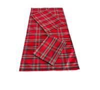 Tris centrini 3 pezzi scozzese con smerlino e fiocco versatile made in Italy