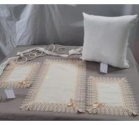 Tris Centrini 3 pezzi Tinta unita con Bordi Lavorati Eleganti Made in Italy