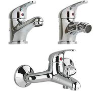 TRIS COMPLETO SET MISCELATORE BIDET + RUBINETTO LAVABO BAGNO + MISCELATORE MONOCROMATO VASCA