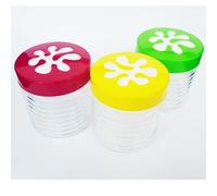 TRIS DI 3 BARATTOLI VETRO CON COPERCHIO COLORATO RIGHE SALE ZUCCHERO CAFFE' DOLC