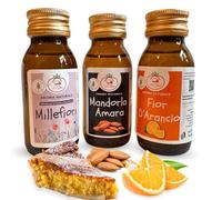 Tris Di Aromi Naturali Fior d'Arancio 60cc + Aroma Naturale Millefiori 60 ml + Mandorla amara (estratto) 60cc - Per Torte, Biscotti, Pastiera, Gelato