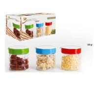 TRIS DI BARATTOLI VETRO CON COPERCHIO COLORATO QUADRI SALE ZUCCHERO CAFFE' DOLCI