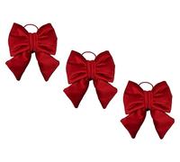 Tris di Fiocchi di Natale in velluto imbottito, decorazione natalizia per albero, dimensione 14x15cm (Rosso)