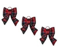 Tris di Fiocchi di Natale in velluto imbottito, decorazione natalizia per albero, dimensione 14x15cm (Scozzese)