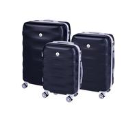 Tris di Trolley grande medio piccolo Valigia Guscio Rigido In ABS 8 Ruote NERO