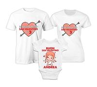 Tris Famiglia - Nome Personalizzato - Bimbo Cupido - Il Nostro Primo SanValentino in Tre - Mamma papà - Body Personalizzato - Cupid - T-Shirt - Bimbo - Bimba - Maschietto - Femminuccia