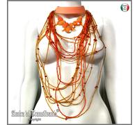 tris gioielli donna moda choker collier rigido collana lunga girocollo arancione