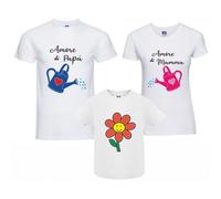 Tris maglietta papà mamma e bambino bambina amore di mamma e papà SV019