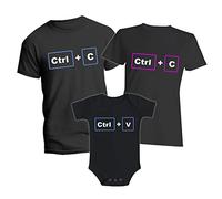Tris Magliette Famiglia - Bambino - Body - Copia Incolla - Ctrl C - Ctrl V - Nerd - Informatica - Tshirt Genitori Figli - papà - Mamma - Figlio - T-Shirt abbinate - Coordinato Famiglia