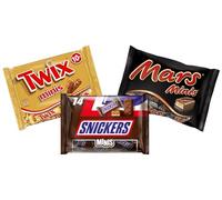 Tris Minis Mars, Snickers e Twix Barrette Assortite di Cioccolato al Latte con Caramello e Biscotto 170g
