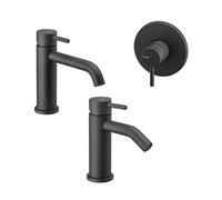 Tris Miscelatori Monocomando Lavabo + Bidet + Doccia Incasso Nero Opaco - MAIRA