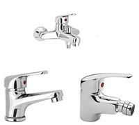TRIS MISCELATORI RUBINETTO LAVELLO CUCINA BIDET E VASCA COMPLETI DI FLESSIBILI