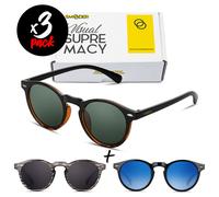 Tris occhiali da sole SMOODER Pack DOGMA [Premium] uomo/donna tondi vintage