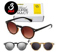 Tris occhiali da sole SMOODER Pack DOGMA [Premium] uomo/donna tondi vintage