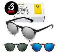 Tris occhiali da sole SMOODER Pack DOGMA [Premium] uomo/donna tondi vintage