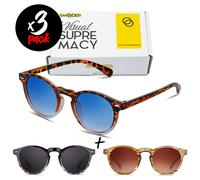 Tris occhiali da sole SMOODER Pack DOGMA [Premium] uomo/donna tondi vintage