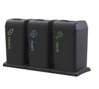 Tris pattumiera contenitore per la raccolta differenziata carta plastica vetro c