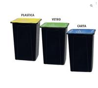 Tris pattumiere raccolta differenziata 50 LT giallo verde blu - Portarifiuti vinny 50 lt per plastica vetro carta - Cestini bidoni da interno ed esterno anti odore per differenziata Ø=60 cm H=30 cm