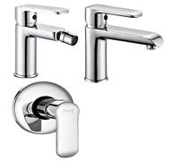 Tris Rubinetti Miscelatori Bidet Lavabo Doccia ad incasso Linea America Cromata