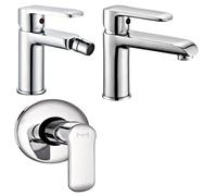 Tris Rubinetti Miscelatori Bidet Lavabo Doccia ad incasso Linea America Cromata