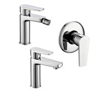 Tris Rubinetti Miscelatori Bidet Lavabo Doccia ad incasso Linea Asia Cromata