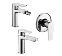 Tris Rubinetti Miscelatori Bidet Lavabo Doccia ad incasso Linea Asia Cromata