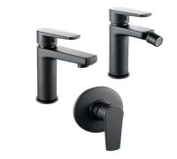 Tris Rubinetti Miscelatori Bidet Lavabo Doccia incasso Linea Africa Nero Opaco