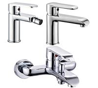 Tris Rubinetti Miscelatori Bidet Lavabo Esterno Vasca Linea America Cromata