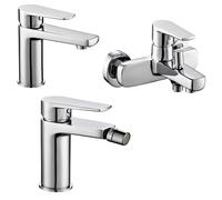 Tris Rubinetti Miscelatori Bidet Lavabo Esterno Vasca Linea Asia Cromata Bagno