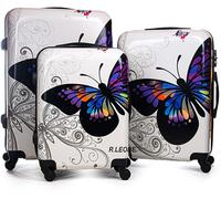 Tris Set di 3 Trolley Valigie Rigide da Viaggio Fantasie London Venezia Farfalla