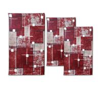 Tris Tappeto camera scendiletto stile moderno geometrico CUBICO Bordeaux Made In