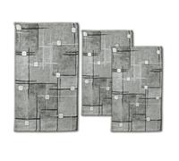 Tris Tappeto camera scendiletto stile moderno geometrico CUBICO Grigio Made In I