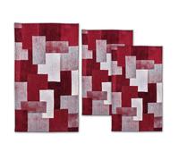 Tris Tappeto camera scendiletto stile moderno geometrico TECNO Bordeaux Made In