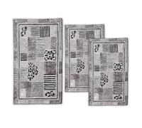 Tris Tappeto camera scendiletto stile moderno LUXOR Grigio Made In Italy