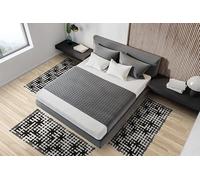 Tris Tappeto Camera scendiletto Stile Moderno Scacchi Nero cinigliato Jacquard Made in Italy