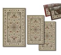 Tris Tappeto Velour con Antiscivolo Classic Tabriz Tortora Camera da Letto Scendiletto