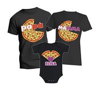 Tris Tshirt Famiglia Personalizzate - Body Neonato - Nome Personalizzato - Pizza - Love Pizza - Pizza Family - Madre - Padre - Figlia - Neonato - Femminuccia - Set - Magliette Coordinate