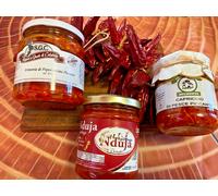 TRIS VASETTI DI SAPORI MARE MONTI CALABRIA NDUJA PEPERONCINO CAPRICCIO DI PESCE