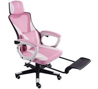 Trisens Sedia da gioco dal design moderno con poggiapiedi pieghevole - Sedia da gioco con braccioli flessibili - Sedia ergonomica da gioco con cuscino extra di supporto, colore: nero/rosa