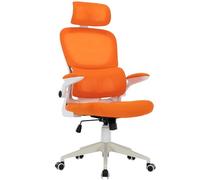 TRISENS Sedia da ufficio flessibile in moderno effetto rete, ergonomica, con supporto per collo e lordosi, con schienale in rete traspirante e funzione basculante, colore: bianco/arancione