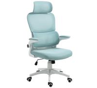 TRISENS Sedia da ufficio flessibile in moderno effetto rete, ergonomica, con supporto per collo e lordosi, sedia da gioco, con schienale in rete traspirante e funzione basculante, colore: bianco/blu