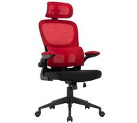 TRISENS Sedia da ufficio flessibile in moderno effetto rete, ergonomica, con supporto per collo e lordosi, con schienale in rete traspirante e funzione basculante, colore: nero/rosso