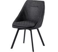 TRISENS Sedia girevole per sala da pranzo, design in pelle PU, effetto anticato, colore: nero, quantità: 1 pezzo