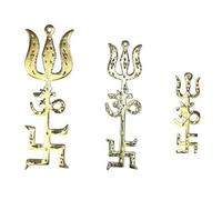 Trishakti 3 Combo Lucky Charm Vastu Yantra Shiva Trishul, Om, Tridente Swastik per casa, parete, auto, tempio, decorazione per la casa, articolo Vastu