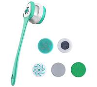 Trisoye 1Set da Bagno Elettrica per il Corpo per la Schiena Ricaricabile Manico Lungo per Doccia Esfoliante per la Pulizia Profonda Verde Multifunzionale