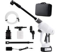 Trisruvian Idropulitrice Portatile a Batteria: 200Bar 4.0Ah 21V Alta Pressione Senza Fili con Ugello 6 in 1 per Lavaggio Auto/Bici/Moto e Pulizia Facciate Giardino Piscine