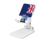 Tristan Da Cunha Flag Supporto per cellulare pieghevole ad angolo regolabile in altezza Supporto per cellulare portatile da tavolo compatibile con tutti gli smartphone bianco